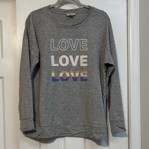 Style & Co. Heather Gray Sweatshirt with Rainbow Love Design